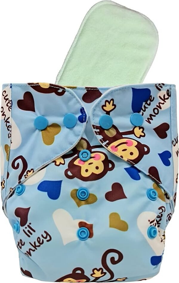 Reusable Diaper with 2 inserts - Monkey