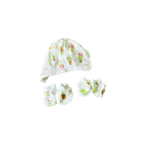 Cap Mitten  Booty Set Muslin - Ice cream