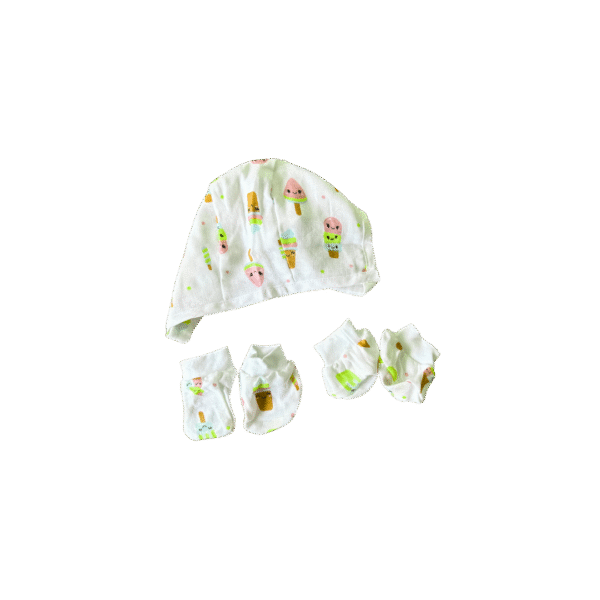 Cap Mitten  Booty Set Muslin - Ice cream